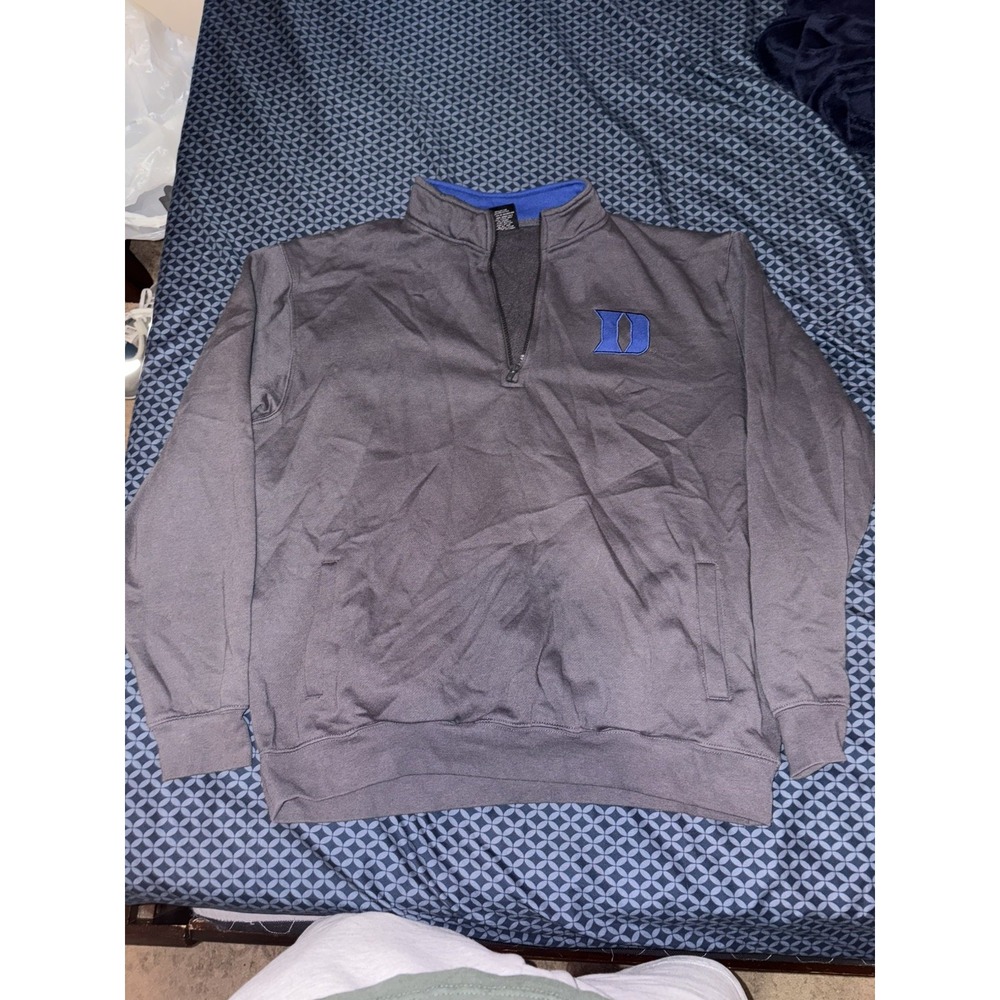 Colosseum Men's Duke Blue Devils 1/4 Zip Fleece Pullover- Charcoal- Size XL